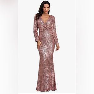 Pink sequins formal gown size 2XL NWT